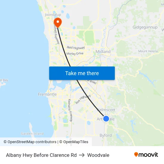 Albany Hwy Before Clarence Rd to Woodvale map