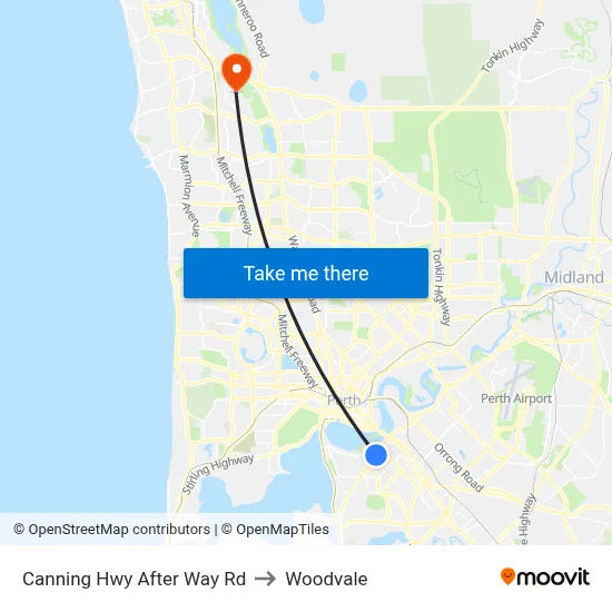 Canning Hwy After Way Rd to Woodvale map