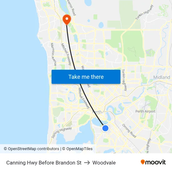 Canning Hwy Before Brandon St to Woodvale map