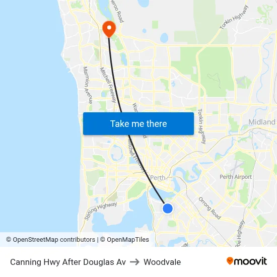 Canning Hwy After Douglas Av to Woodvale map