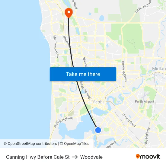Canning Hwy Before Cale St to Woodvale map