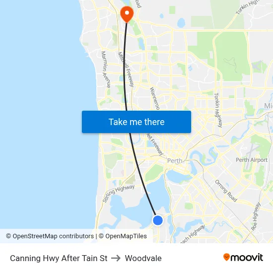 Canning Hwy After Tain St to Woodvale map