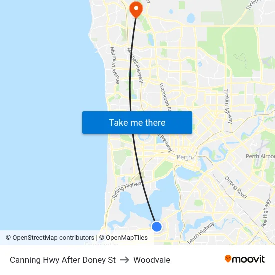 Canning Hwy After Doney St to Woodvale map
