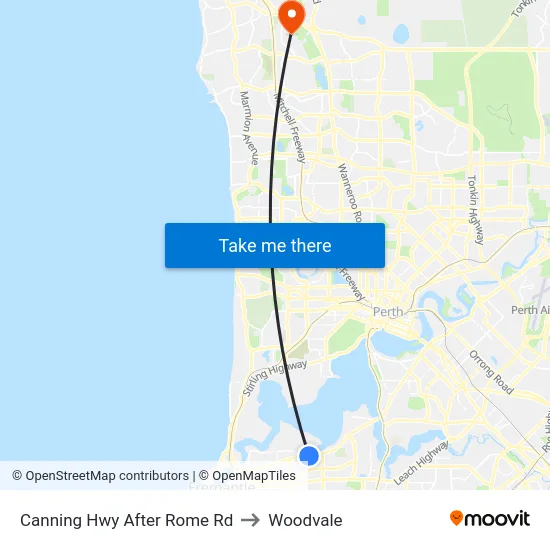 Canning Hwy After Rome Rd to Woodvale map