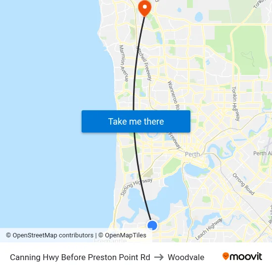 Canning Hwy Before Preston Point Rd to Woodvale map
