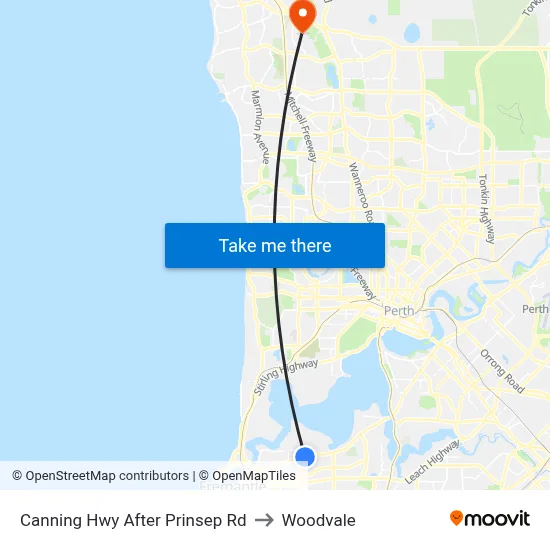 Canning Hwy After Prinsep Rd to Woodvale map
