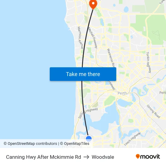 Canning Hwy After Mckimmie Rd to Woodvale map