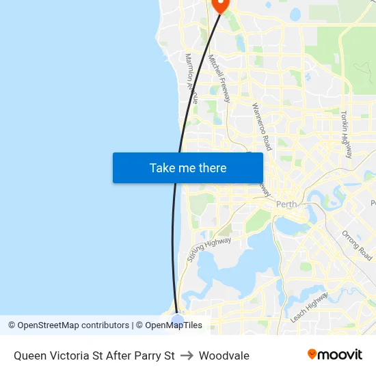 Queen Victoria St After Parry St to Woodvale map