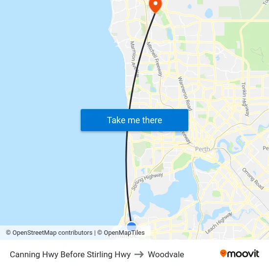 Canning Hwy Before Stirling Hwy to Woodvale map