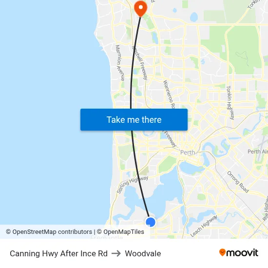 Canning Hwy After Ince Rd to Woodvale map