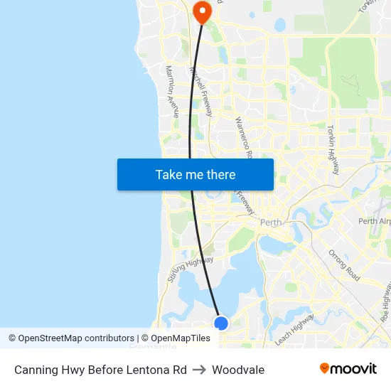 Canning Hwy Before Lentona Rd to Woodvale map