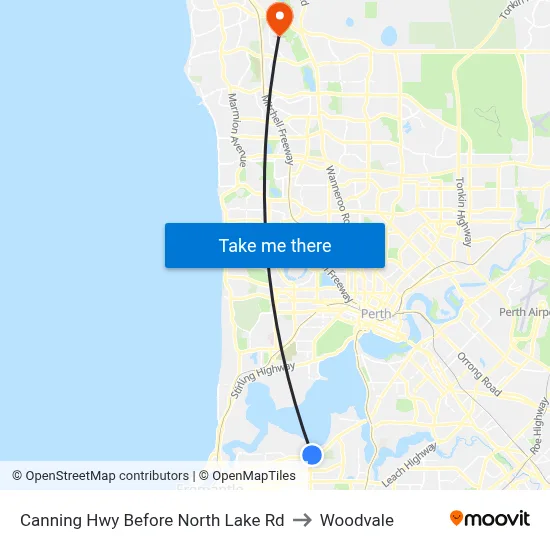 Canning Hwy Before North Lake Rd to Woodvale map