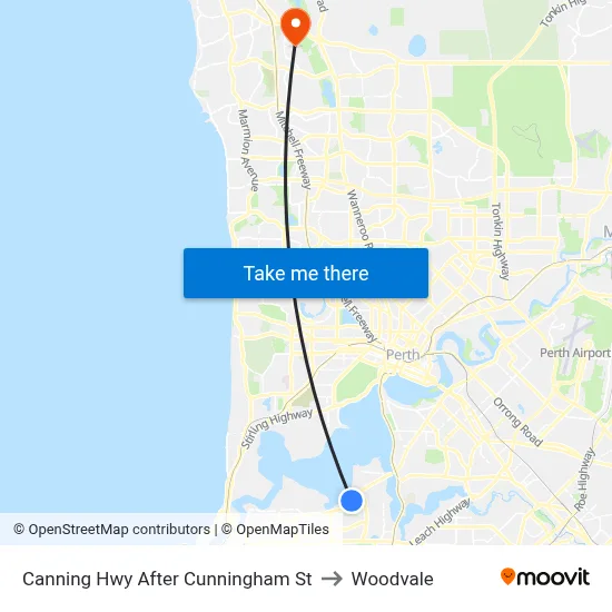 Canning Hwy After Cunningham St to Woodvale map