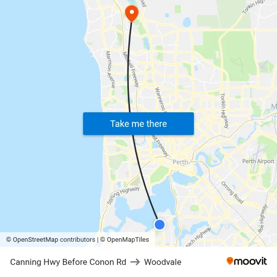 Canning Hwy Before Conon Rd to Woodvale map