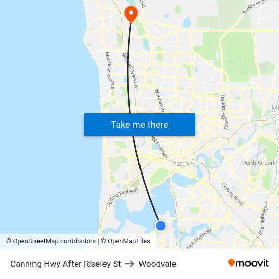 Canning Hwy After Riseley St to Woodvale map