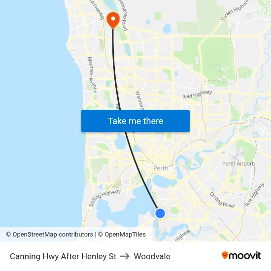 Canning Hwy After Henley St to Woodvale map