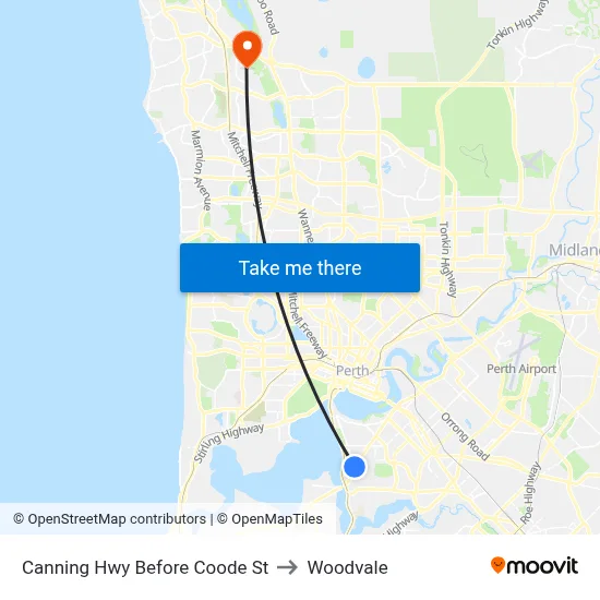 Canning Hwy Before Coode St to Woodvale map