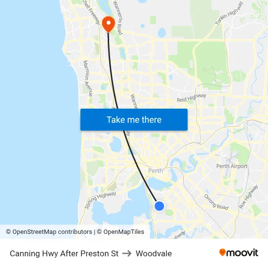 Canning Hwy After Preston St to Woodvale map