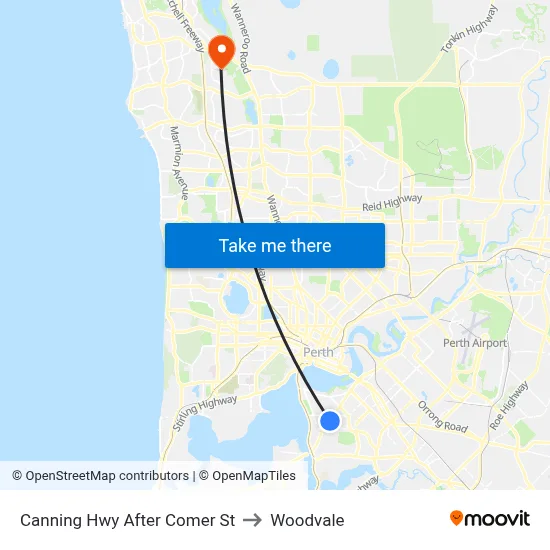 Canning Hwy After Comer St to Woodvale map