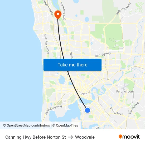 Canning Hwy Before Norton St to Woodvale map