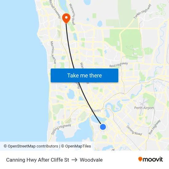 Canning Hwy After Cliffe St to Woodvale map