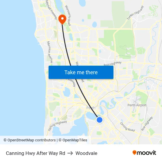 Canning Hwy After Way Rd to Woodvale map