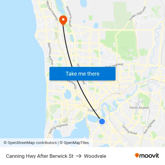 Canning Hwy After Berwick St to Woodvale map