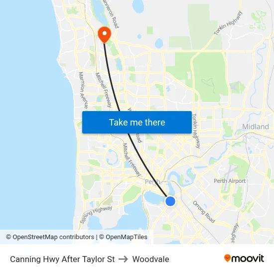 Canning Hwy After Taylor St to Woodvale map