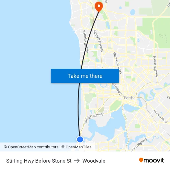 Stirling Hwy Before Stone St to Woodvale map
