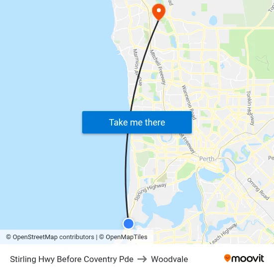 Stirling Hwy Before Coventry Pde to Woodvale map
