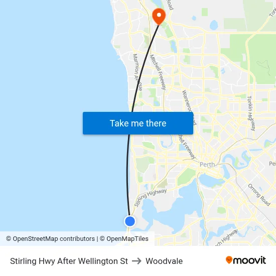 Stirling Hwy After Wellington St to Woodvale map