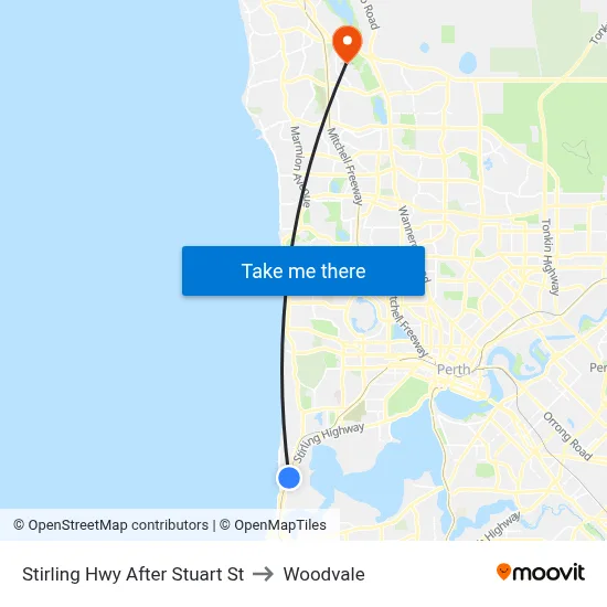 Stirling Hwy After Stuart St to Woodvale map