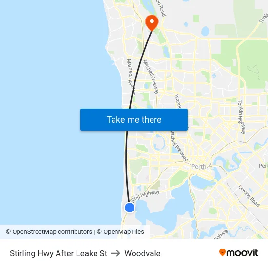 Stirling Hwy After Leake St to Woodvale map