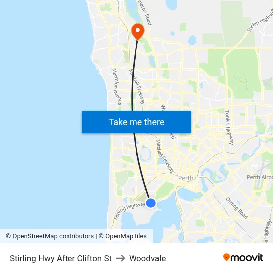 Stirling Hwy After Clifton St to Woodvale map