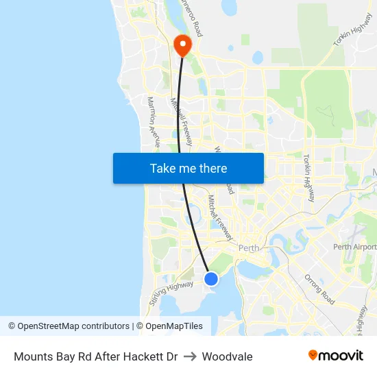 Mounts Bay Rd After Hackett Dr to Woodvale map