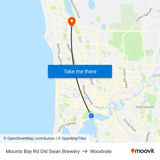 Mounts Bay Rd Old Swan Brewery to Woodvale map