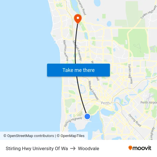 Stirling Hwy University Of Wa to Woodvale map