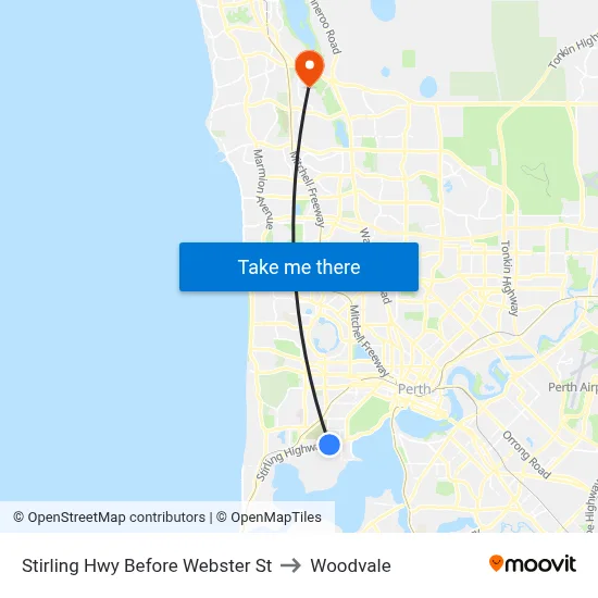 Stirling Hwy Before Webster St to Woodvale map