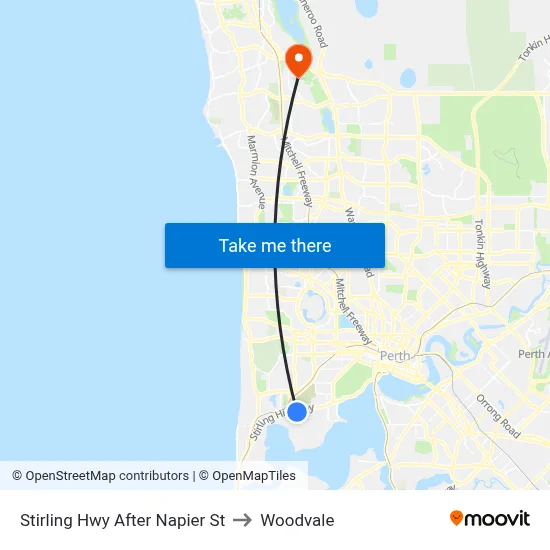 Stirling Hwy After Napier St to Woodvale map