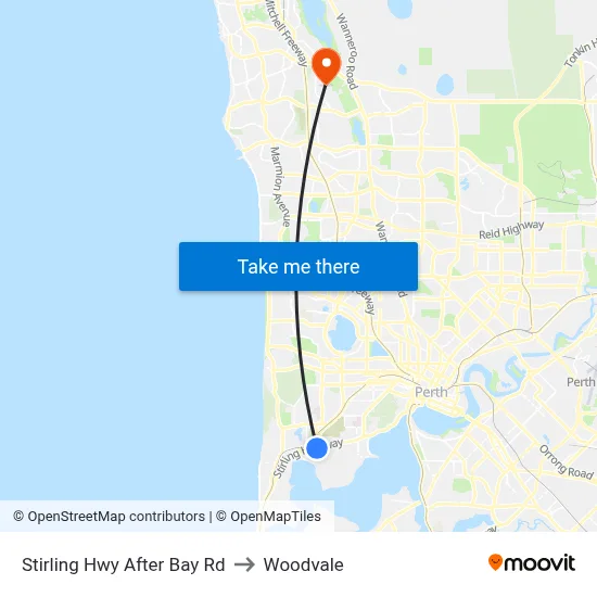 Stirling Hwy After Bay Rd to Woodvale map
