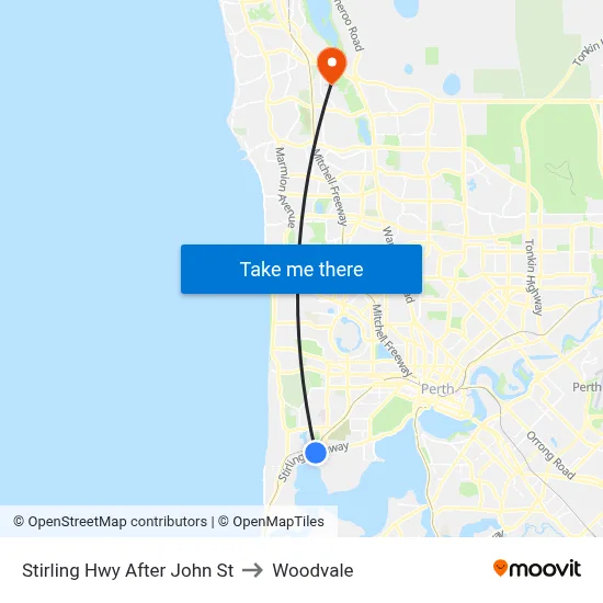 Stirling Hwy After John St to Woodvale map
