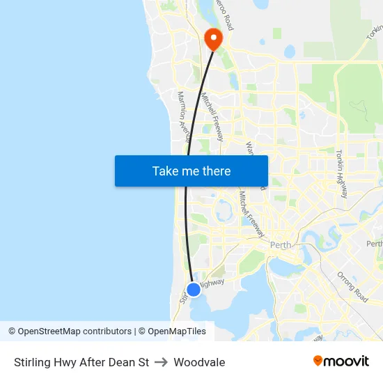 Stirling Hwy After Dean St to Woodvale map