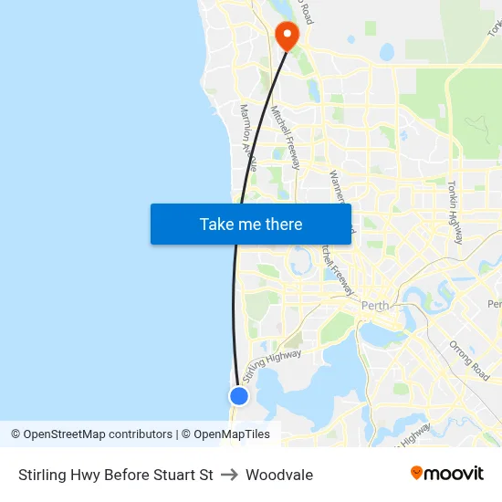 Stirling Hwy Before Stuart St to Woodvale map