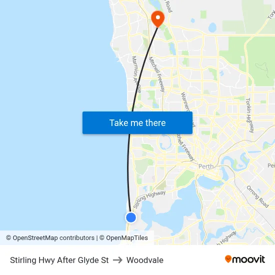 Stirling Hwy After Glyde St to Woodvale map