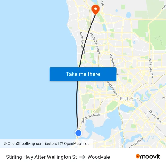 Stirling Hwy After Wellington St to Woodvale map