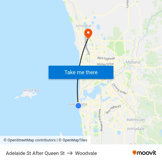 Adelaide St After Queen St to Woodvale map