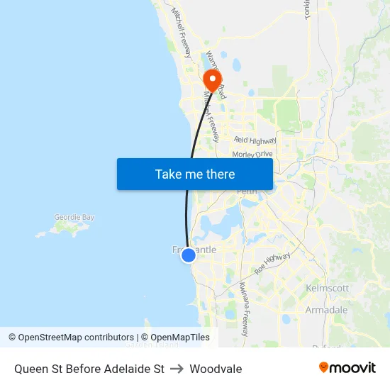 Queen St Before Adelaide St to Woodvale map