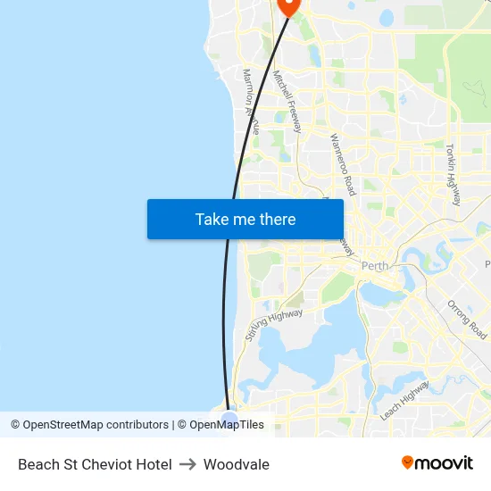 Beach St Cheviot Hotel to Woodvale map
