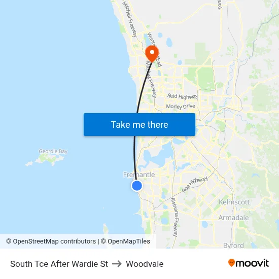 South Tce After Wardie St to Woodvale map