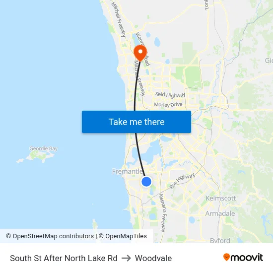 South St After North Lake Rd to Woodvale map